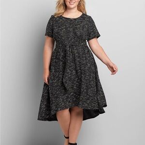 Lane Bryant Textured High-Low Fit & Flare Dress With Tie Waist